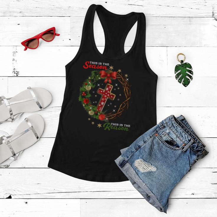 Christmas Wreath This Is The Season This Is The Reason-Jesus Women Flowy Tank