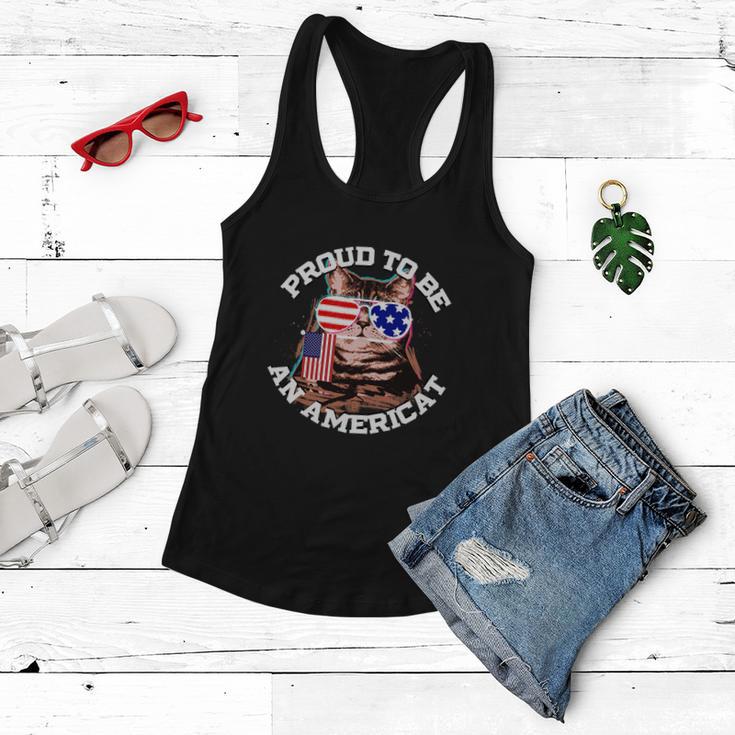 4Th Of July Cat American Flag Glasses Women Flowy Tank