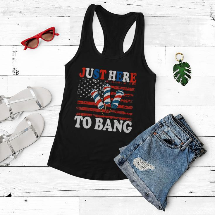 4Th Of July Im Just Here To Bang Fireworks America Flag Women Flowy Tank