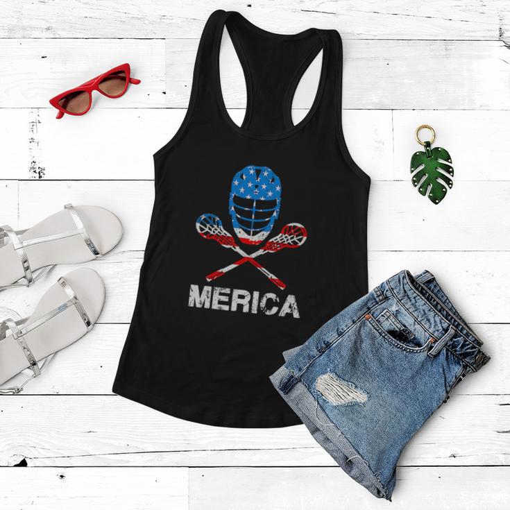 4Th Of July Merica Lacrosse American Flag Women Flowy Tank