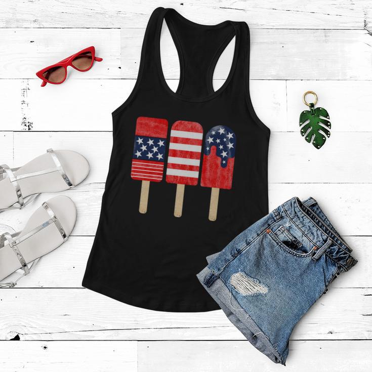 4Th Of July Popsicle Red White Blue American Flag Patriotic Women Flowy Tank