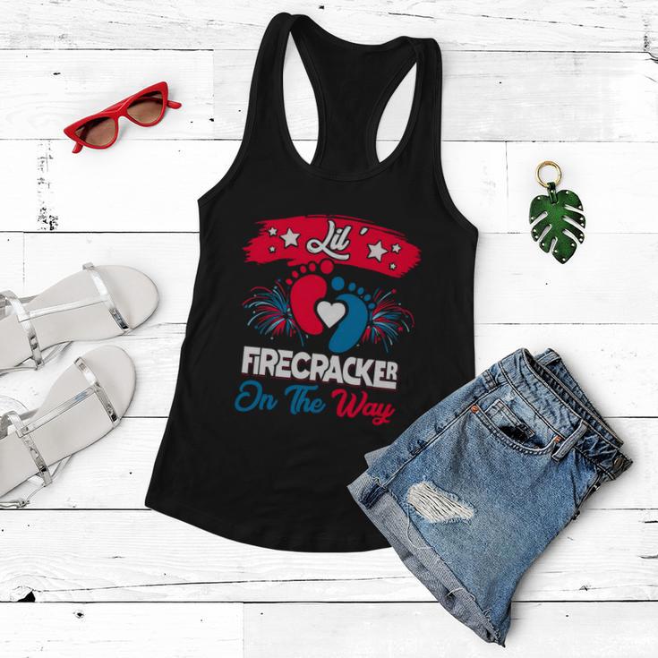 4Th Of July Pregnancy Meaningful Gift Lil Firecracker On The Way Great Gift Women Flowy Tank