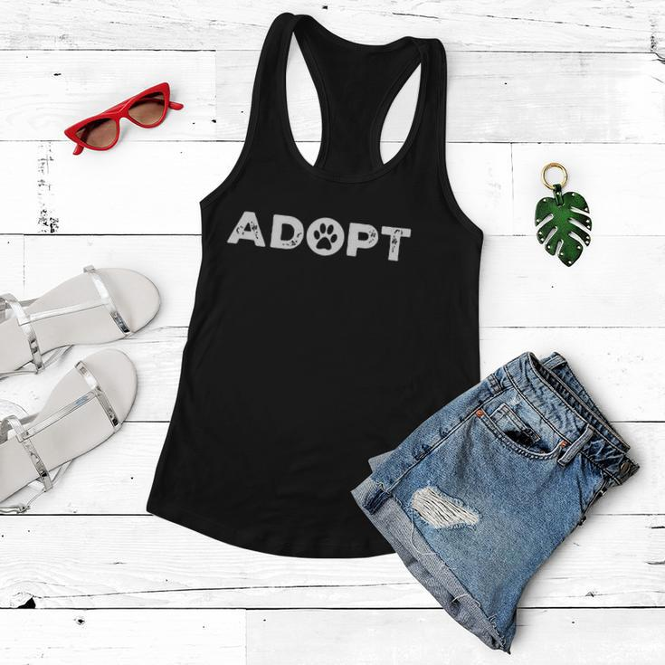 Adopt Show Love To Animals Dog And Cat Lover Paw Gift Women Flowy Tank