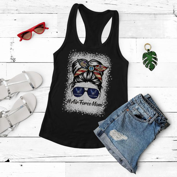 Air Force Mom Messy Bun Sunglasses Military Mom Mothers Day Women Flowy Tank