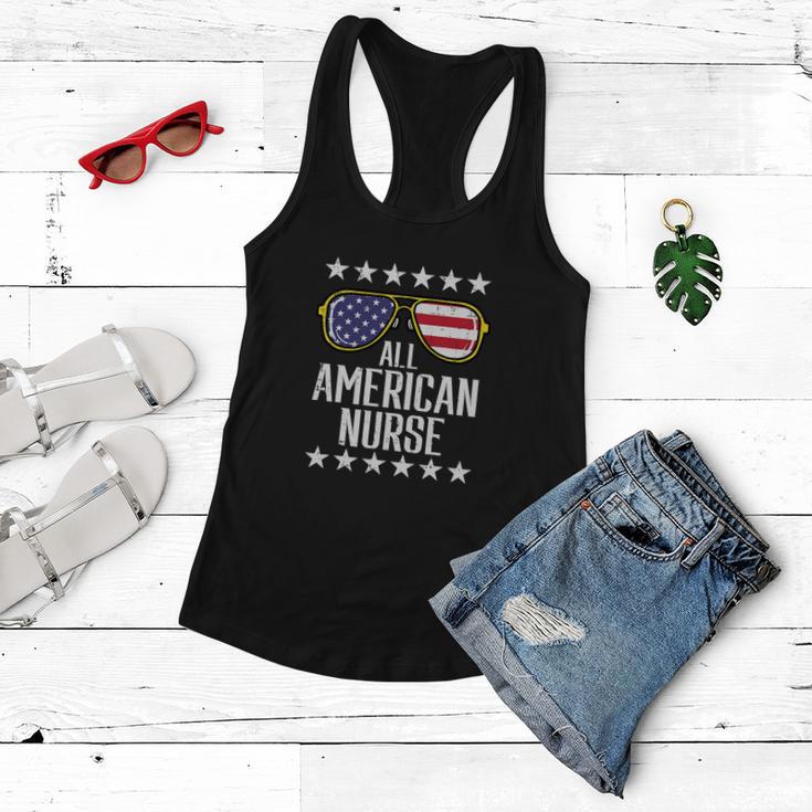 All American Nurse Scrub Memorial Day 4Th Of July Rn Women Women Flowy Tank