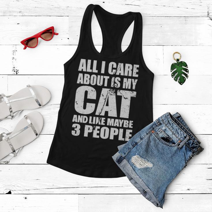 All I Care About Is My Cat And Like 3 People Tshirt Women Flowy Tank