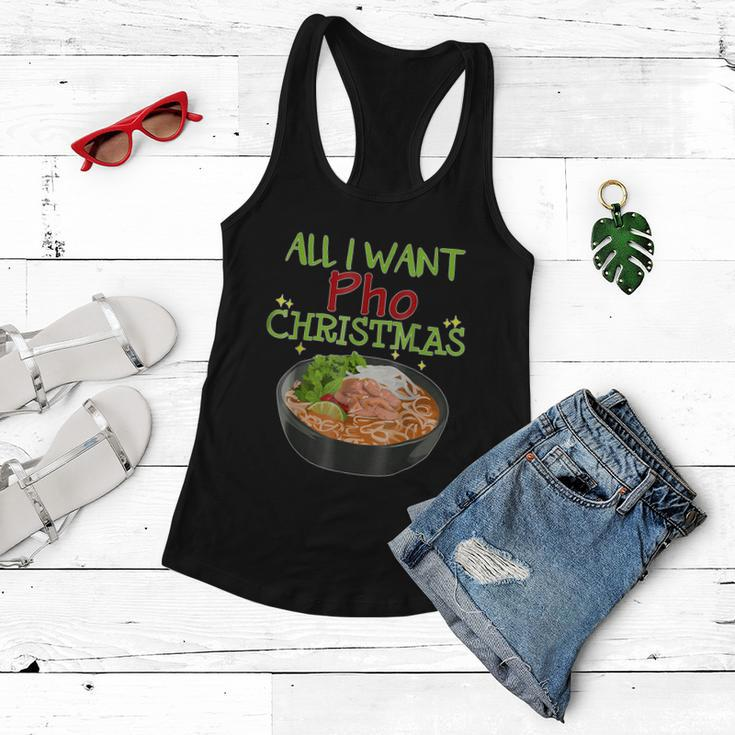 All I Want Pho Christmas Vietnamese Cuisine Bowl Noodles Graphic Design Printed Casual Daily Basic Women Flowy Tank