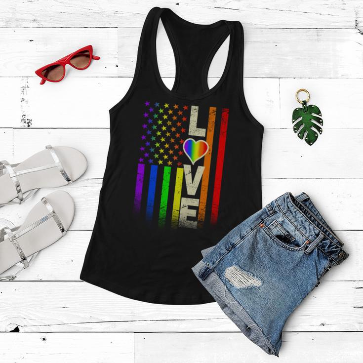 American Love Gay Pride Rainbow Flag Women Flowy Tank