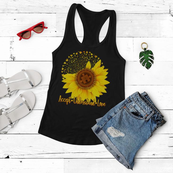 Autism Awareness Sunflower Puzzle Women Flowy Tank