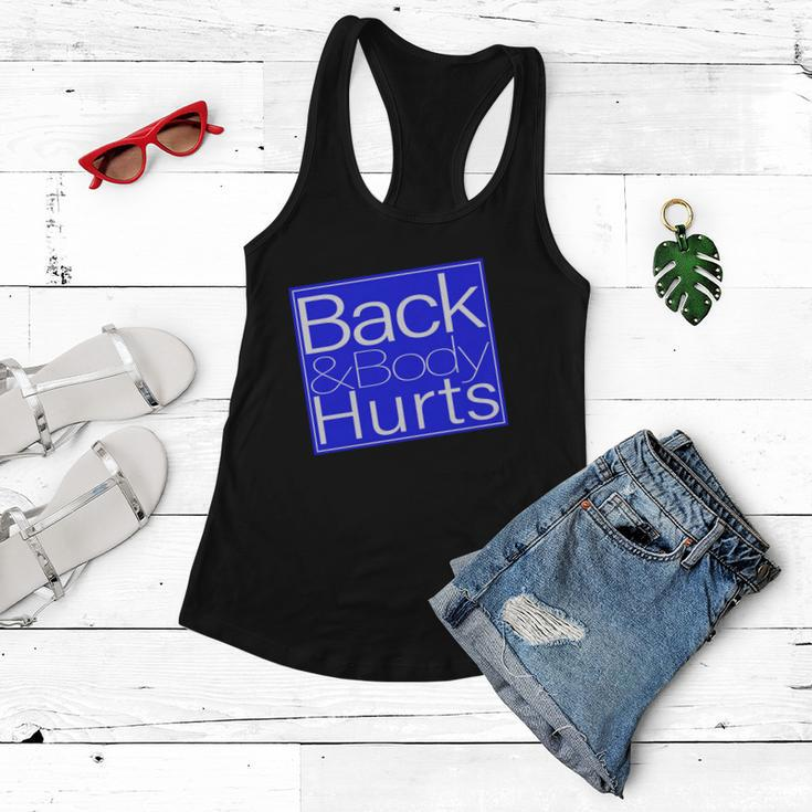 Back And Body Hurts Blue Logo Women Flowy Tank