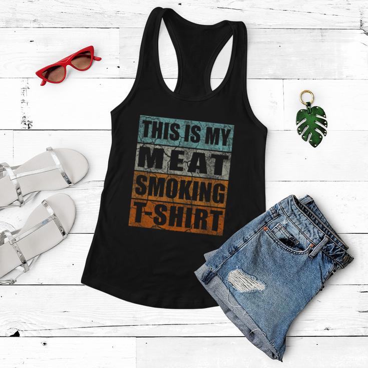 Bbq Smoker Themed Retro Vintage My Meat Smoking Women Flowy Tank