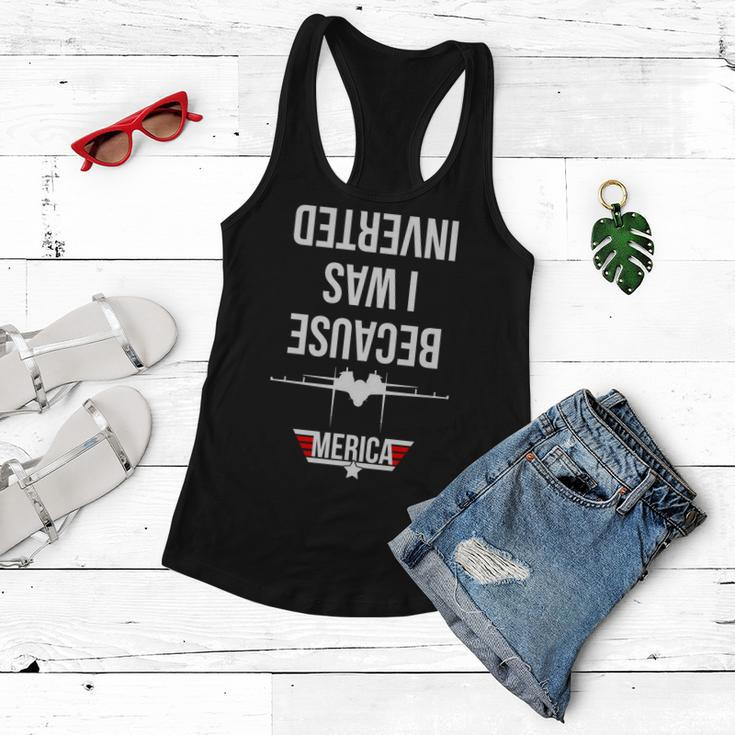 Because I Was Inverted Jet Fighter Tshirt Women Flowy Tank