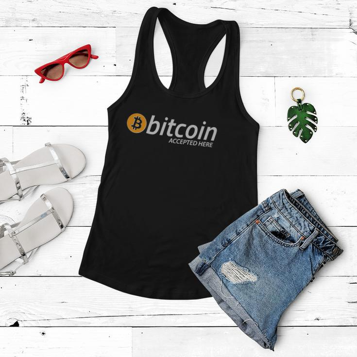 Bitcoin Accepted Here Cryptocurrency Logo Women Flowy Tank