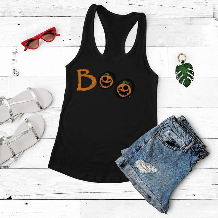 Boo Pumpkin Halloween Quote Women Flowy Tank