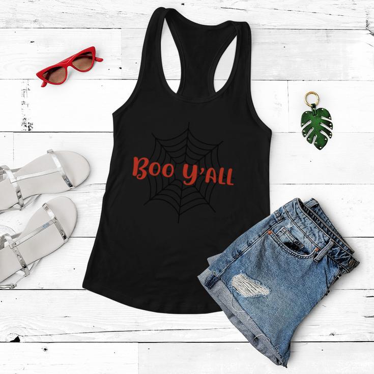 Boo Yall Spiderweb Halloween Quote Women Flowy Tank