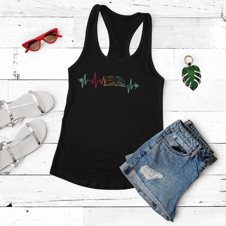 Book Lover Heartbeat Meaningful Gift Bookworm Reading Gift Cute Funny Women Flowy Tank