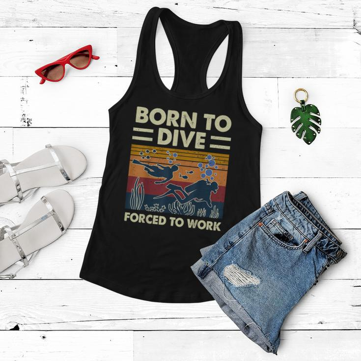 Born To Dive Forced To Work Scuba Diving Diver Funny Graphic Design Printed Casual Daily Basic Women Flowy Tank