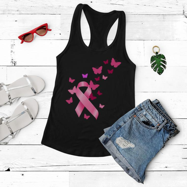 Breast Cancer Awareness Butterflies Logo Women Flowy Tank