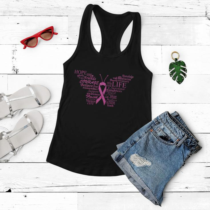 Breast Cancer Awareness Butterfly Ribbon Quotes Tshirt Women Flowy Tank