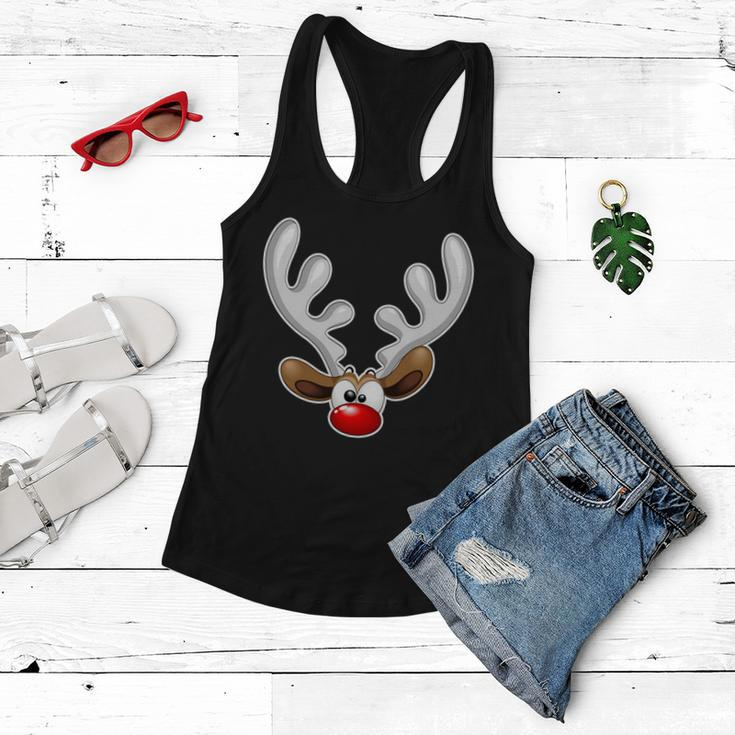 Christmas Red Nose Reindeer Face Graphic Design Printed Casual Daily Basic Women Flowy Tank