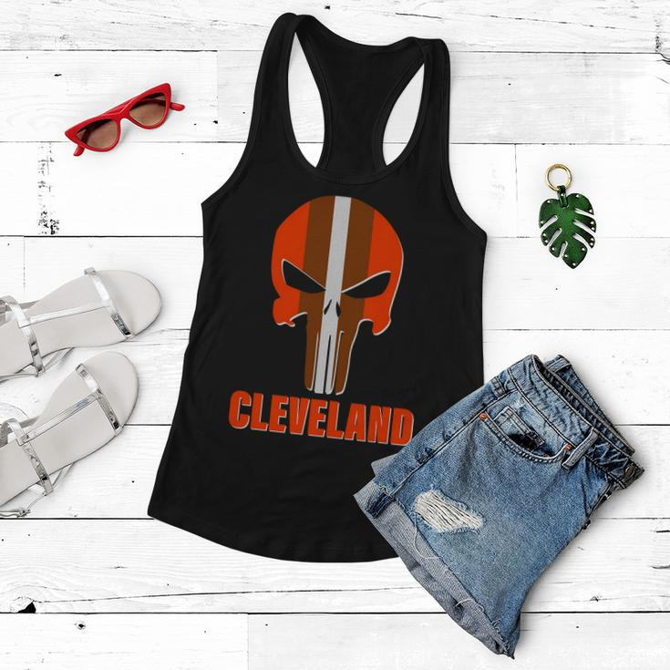 Cleveland Skull Football Tshirt Women Flowy Tank