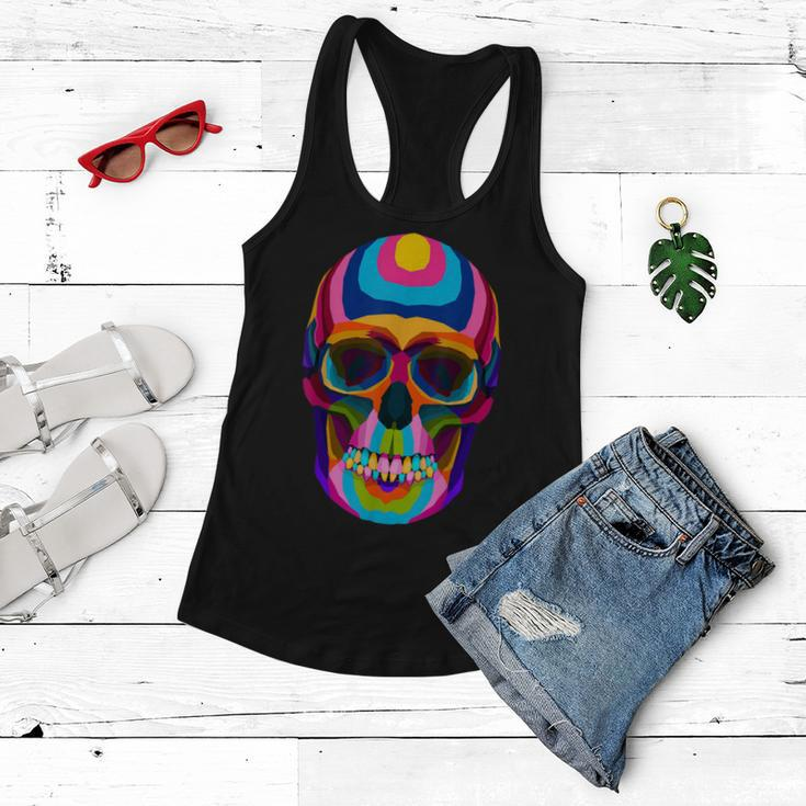 Colorful Sugar Skeleton Scull Halloween Party Costume Women Flowy Tank