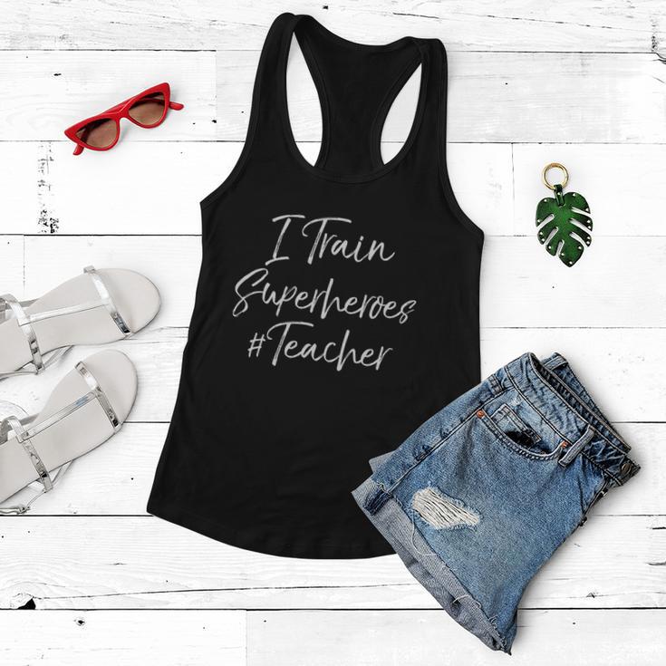 Comic Book Teaching Quote Cool Teacher I Train Superheroes Meaningful Gift Women Flowy Tank