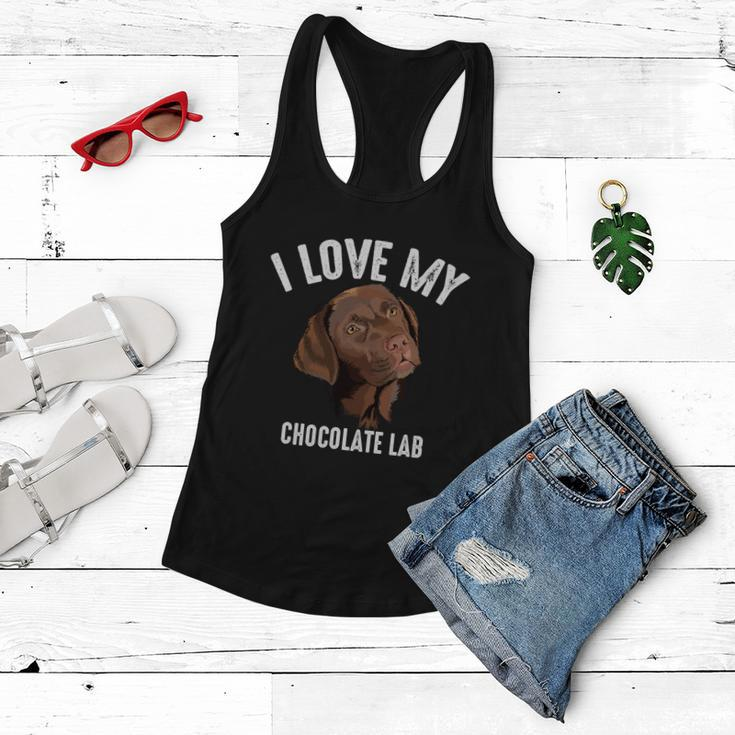Cool I Love My Chocolate Lab Funny Brown Labrador Pet Gift Funny Gift Women Flowy Tank