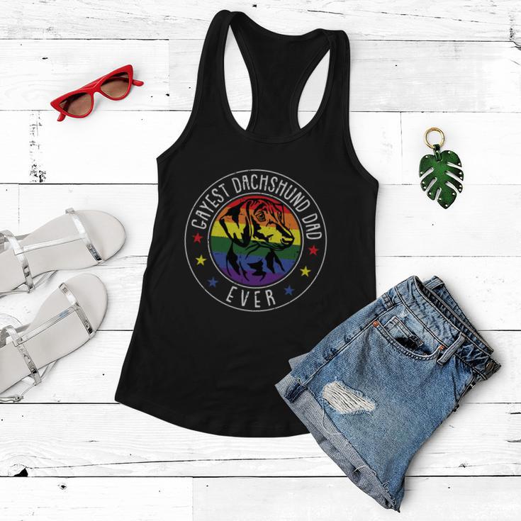 Dachshund Dad Lgbtgreat Giftq Gay Pride Flag Doxie Dog Lover Ally Great Gift Women Flowy Tank