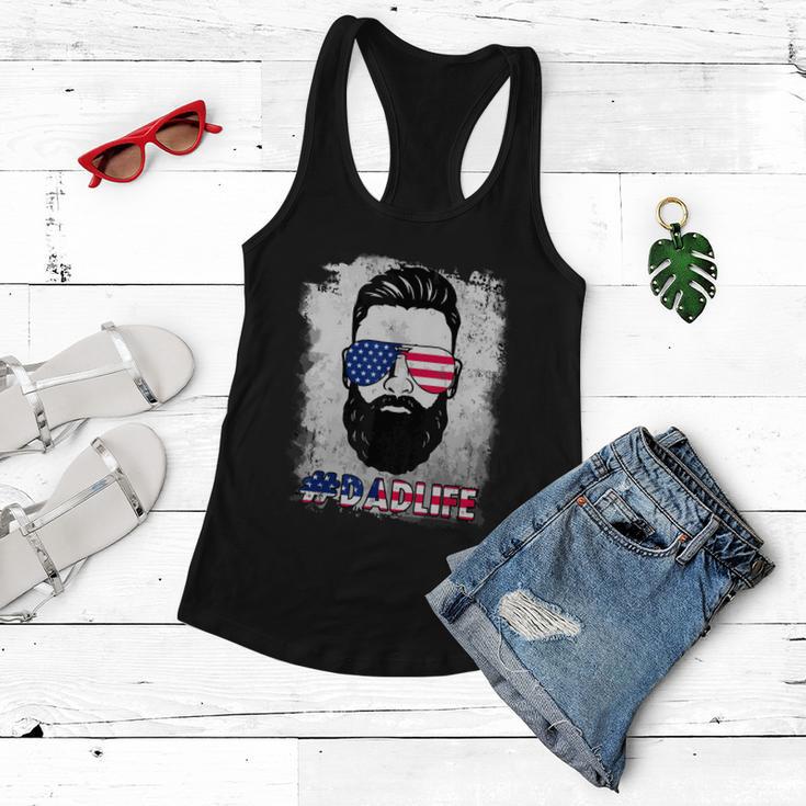 Dad Life Beard Sunglasses Usa Flag Fathers Day 4Th Of July Women Flowy Tank