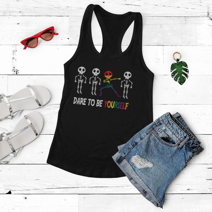 Dare To Be Yourself Lgbt Gay Pride Lesbian Bisexual Ally Quote Women Flowy Tank