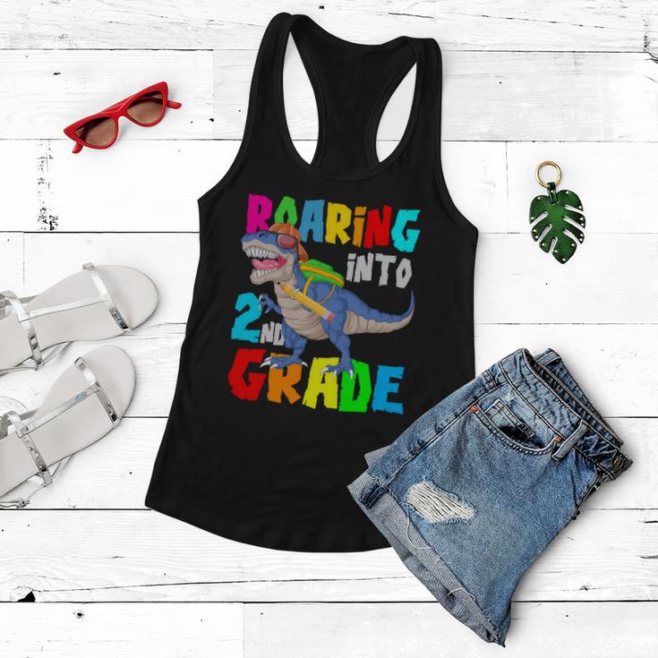 Dinosaur Roaring Into 2Nd Grade Women Flowy Tank