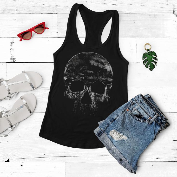 Distressed Skull Graphic Women Flowy Tank