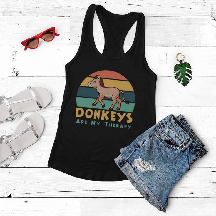 Donkeys As Therapy Funny Mule Farm Animal Gift Women Flowy Tank