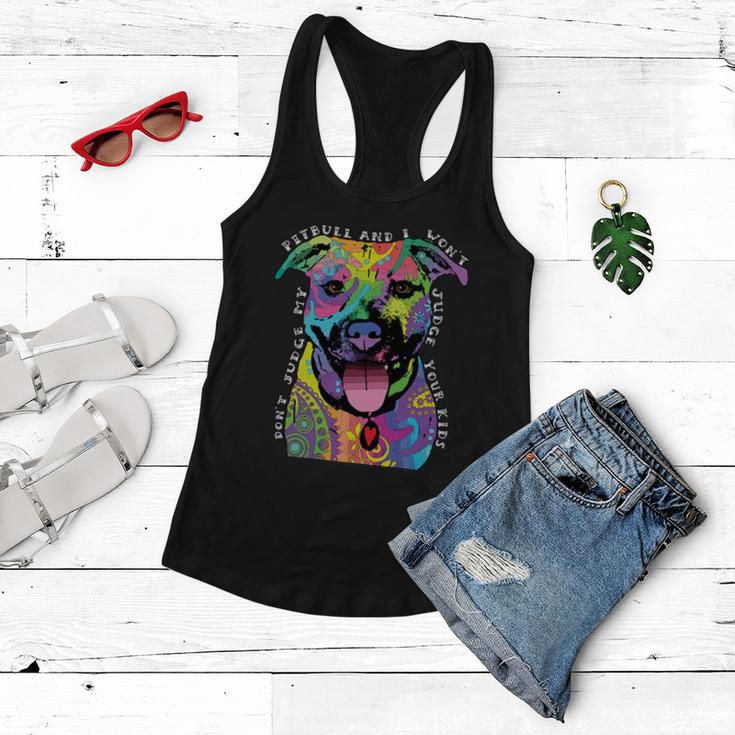 Dont Judge My Pitbull Wont Judge Your Kids Women Flowy Tank