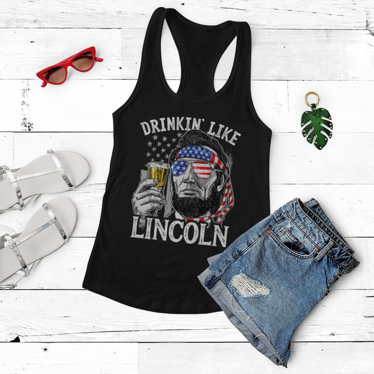 Drinking Like Lincoln 4Th Of July Men Abraham Merica Flag Women Flowy Tank