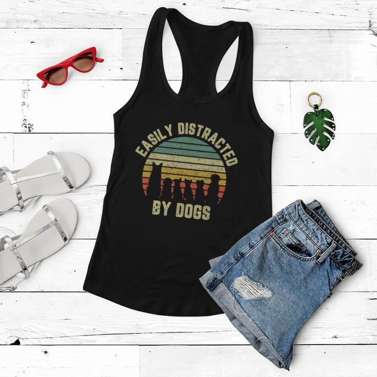Easily Distracted By Dogs Shirt Funny Dog Dog Lover Graphic Design Printed Casual Daily Basic Women Flowy Tank