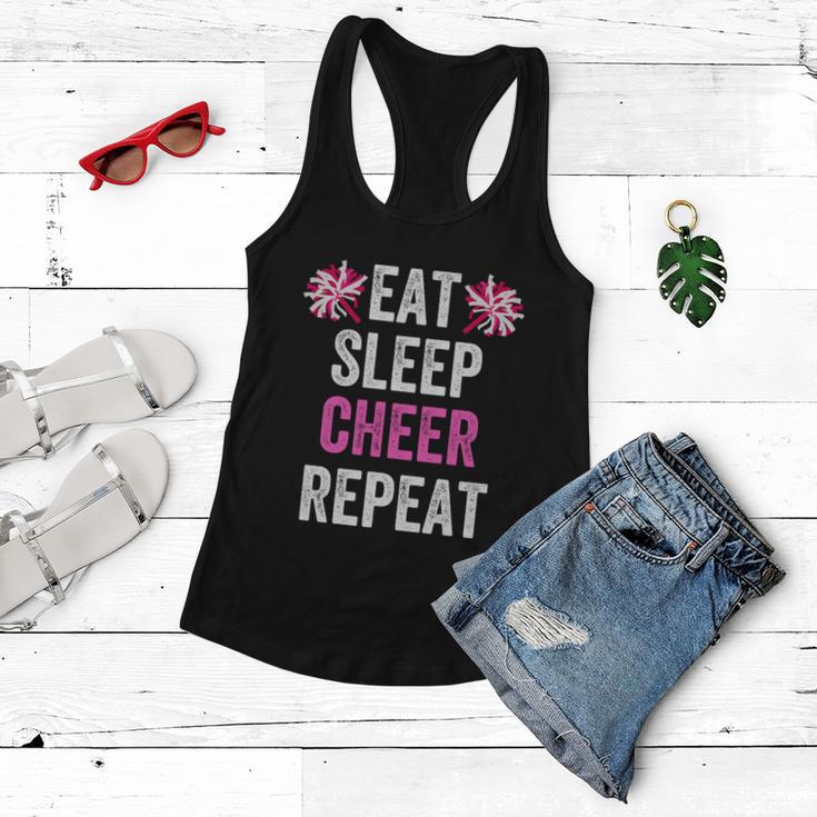 Eat Sleep Cheer Repeat Cheerleading Cute Gift Women Flowy Tank