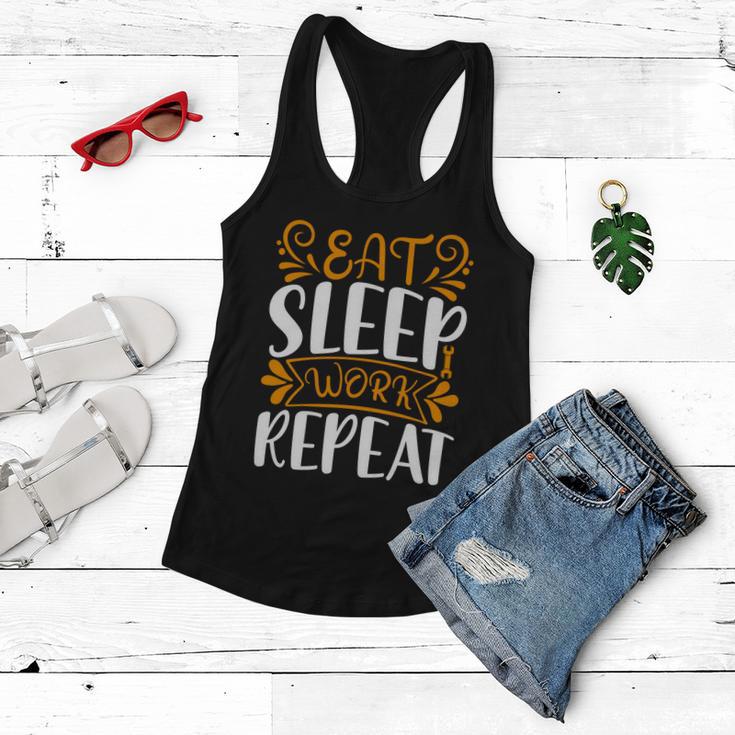 Eat Sleep Work Repeat Women Flowy Tank