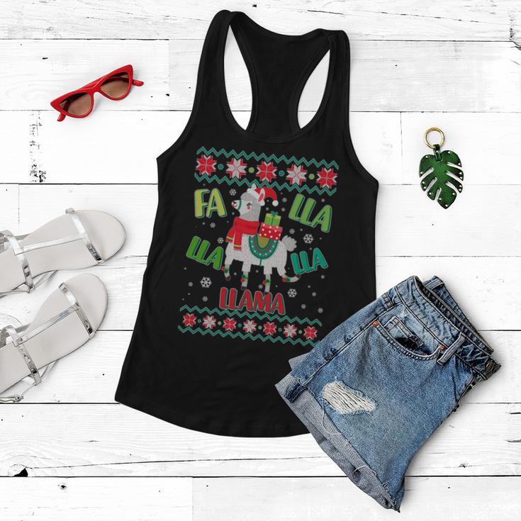 Fa Lla Lla Lla Llama Ugly Christmas Sweater Women Flowy Tank