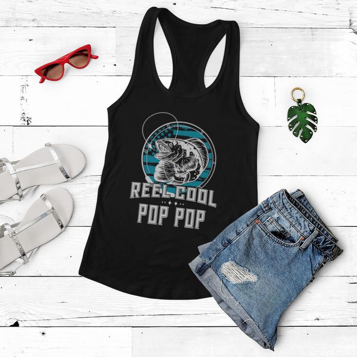 Fathers Day Tee Reel Cool Pop Pop Funny Fishing Women Flowy Tank