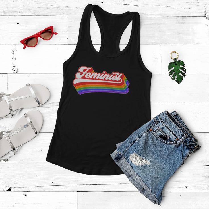 Feminist Retro 70S Feminism Funny Gift Vintage Rainbow Women Flowy Tank