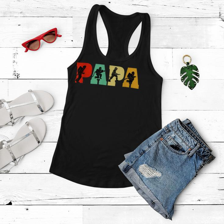 Firefighter Funny Papa Firefighter Fathers Day For Dad Women Flowy Tank