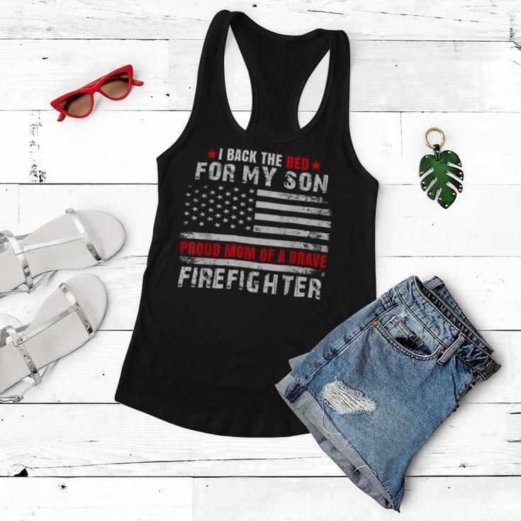 Firefighter Proud Mom Of Firefighter Son I Back The Red For My Son V2 Women Flowy Tank