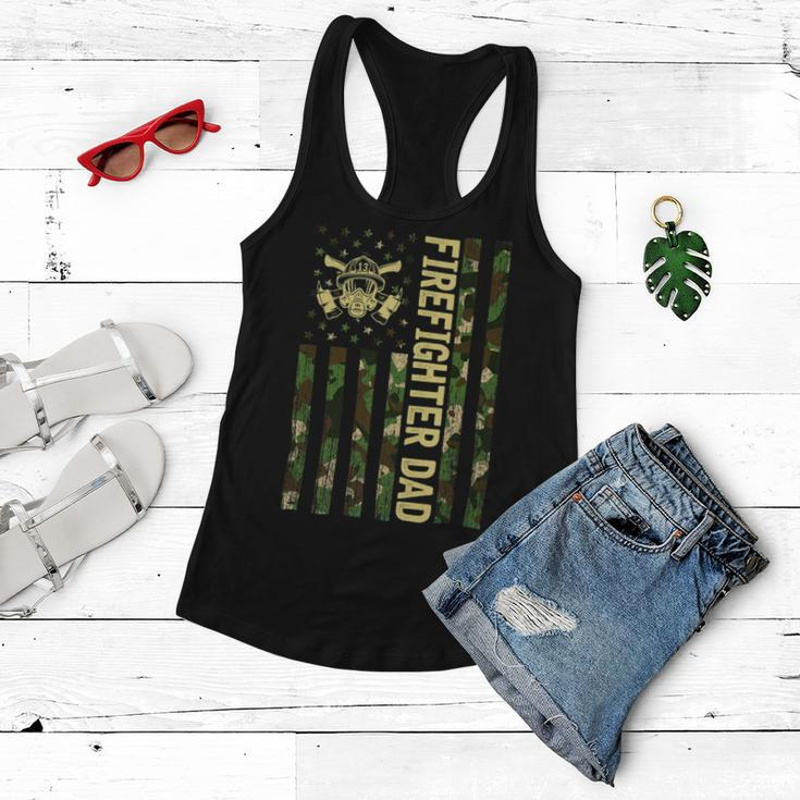 Firefighter Retro Camouflage Usa Flag Firefighter Dad Fathers Day V2 Women Flowy Tank