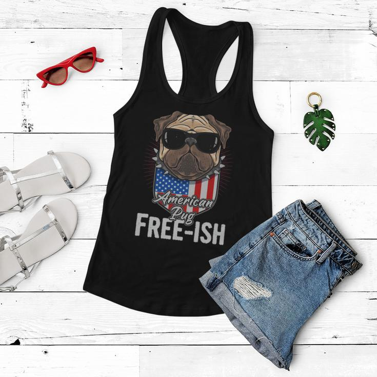 Freeish American Pug Dog Sunglasses Cute Funny 4Th Of July Independence Day Women Flowy Tank