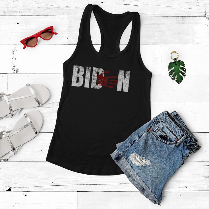 Funny Anti Biden Blood On His Hands Biden Bring Trump Back Anti Joe Biden Women Flowy Tank