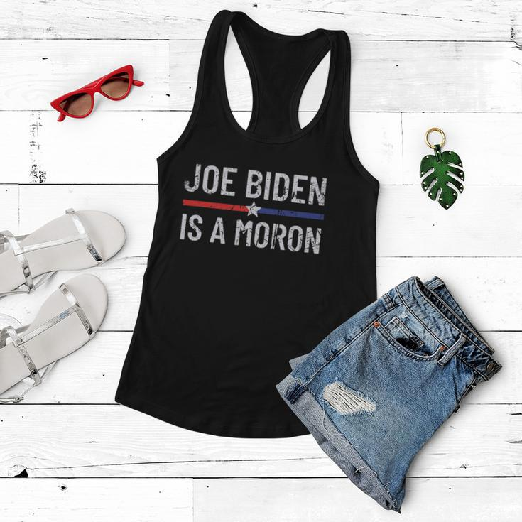 Funny Anti Joe Biden Is A Moron Pro America Political Women Flowy Tank