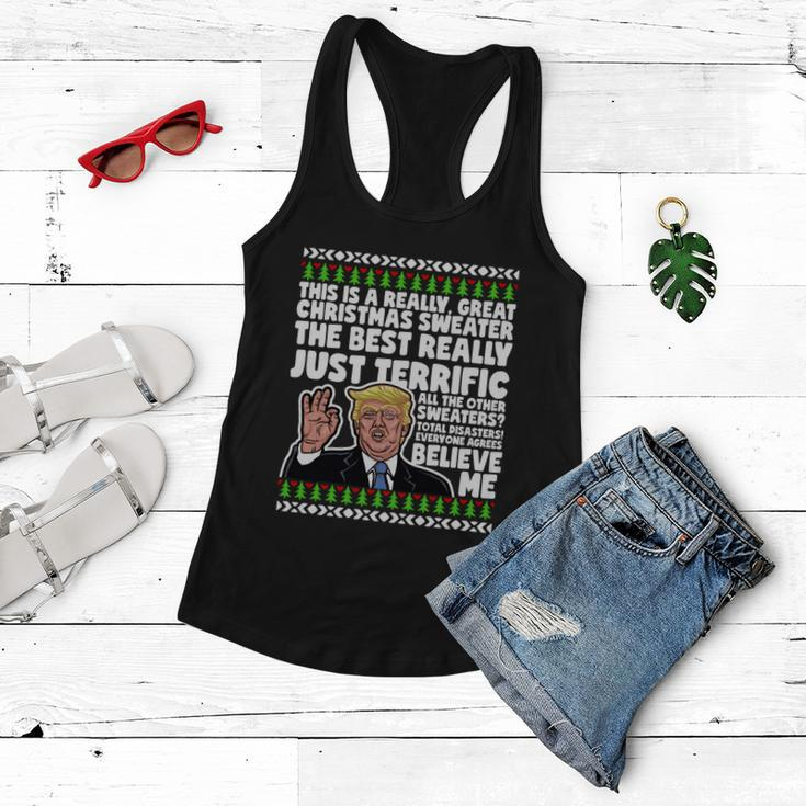 Funny Donald Trump Ugly Christmas Sweater Parody Speech Gift Women Flowy Tank