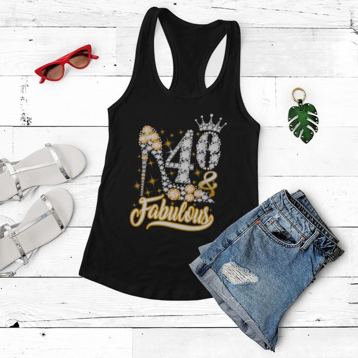 Funny Gift 40 Fabulous 40 Years Gift 40Th Birthday Diamond Crown Shoes Gift V2 Women Flowy Tank